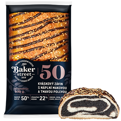 Kváskový závin s náplní makovou a tmavou polevou 400 g